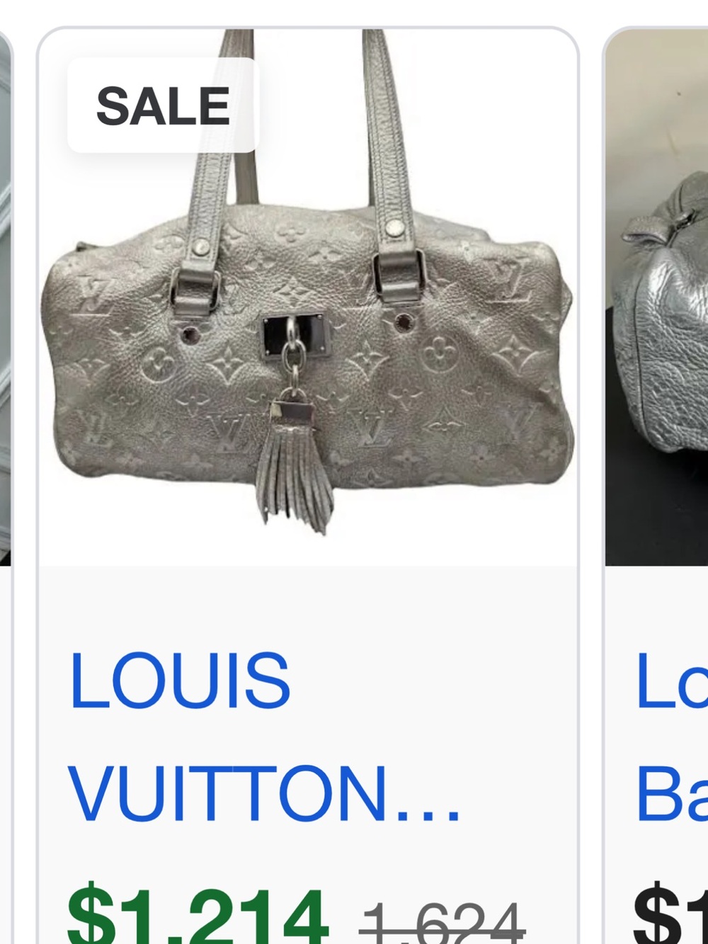 Louis Vuitton Silver Monogram Leather Shoulder Bag with Tassel